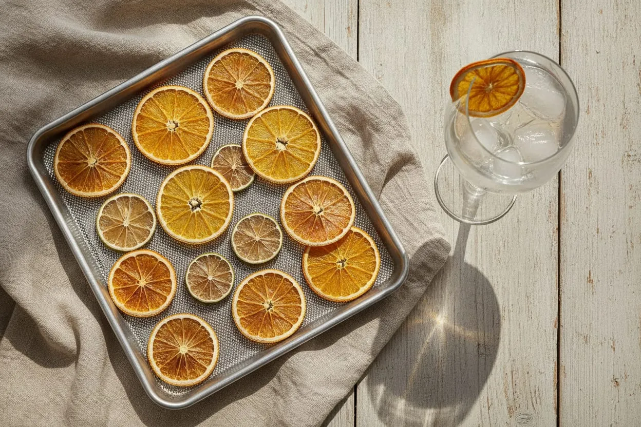 Rodajas de cítricos deshidratadas para tragos y decoración