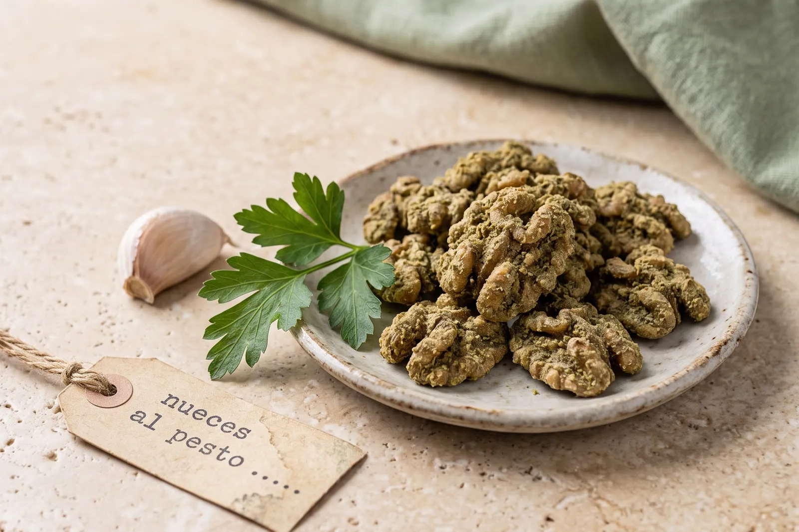 Nueces al pesto casero